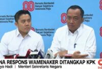 Menteri Sekretaris Negara (Mensesneg) Prasetyo Hadi didampingi Sekretaris Kabinet Letkol Teddy Indra Wijaya, menyatakan Prabowo menyerahkan sepenuhnya proses hukum kepada lembaga antirasuah. (tangkapan layar, streaming cnn indonesia) 

