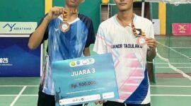 Dua pelajar asal Kabupaten Banggai Kepulauan, Davies E. Dalim dan Edward Laempah, meraih juara III nomor ganda putra pada pertandingan Inscourt antar-pelajar SMA sederajat tingkat Sulawesi Tengah di GOR Siranindi, Kota Palu, Jumat (28/8/26).