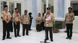 Bupati Banggai Kepulauan Rusli Moidady menyambut kepulangan peserta Jamnas 2026 Banggai Kepulauan di Rumah Jabatan Bupati, Senin (24/8/2026).