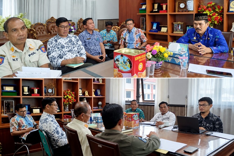 Tim Koordinasi dan Identifikasi Permasalahan Penyelenggaraan Pemerintahan Desa Kabupaten Tojo Una-Una saat mengevaluasi hasil pelaksanaan pemilihan BPD Tahun 2026 di ruang kerja Sekda Touna, Kamis (24/9/2026).