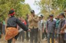 Wakil Bupati Banggai Kepulauan Serfi Kambey meninjau pengerjaan jalan dan ikut gotong royong bersama warga Desa Olusi Kecamatan Buko.(ist)